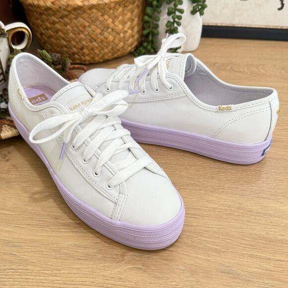 KEDS X KATE SPADE Triple Kick Colorblock Sneakers Size 7.5 Lavender Trimmed - Picture 10 of 10